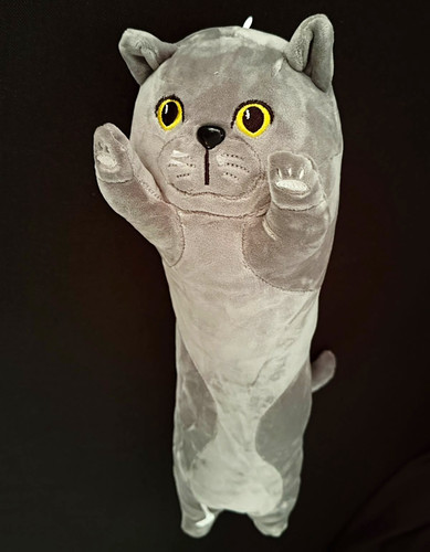 Grey long cat plush - grey,