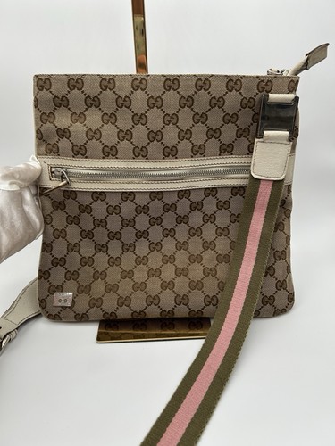 Gucci canvas messenger bag - gg,