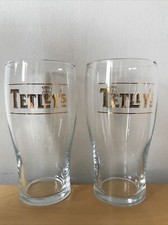 Pair tetley pint glasses - pint,