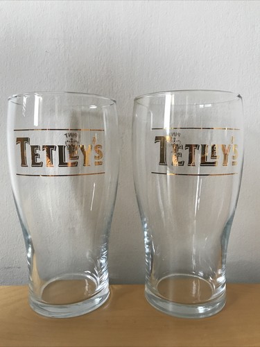 Pair tetley pint glasses - pair, of