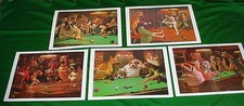 Arthur Sarnoff Dog Prints Snooker Pool Billiard Photos Set of 5