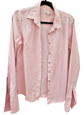 Deane & White UK 12 Cotton Blouse - Light Pink Long Sleeve Cufflinks Top