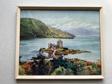 Eilean Donan Castle Picture / Print, White Frame with Glass, Size 29cm x 24cm
