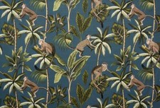 Fryetts Monkey Teal Cotton PVC
