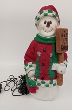 B&Q LV Fibre Optic Outdoor Snowman With Sign Christmas Decoration 72cm