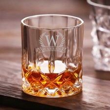 Personalised Monogram Whiskey Glass Drinking Tumbler Retirement Christmas Gift