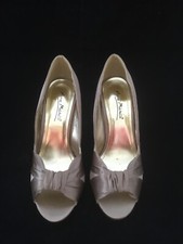 TAUPE SATIN BRIDAL WEDDING BRIDESMAID PROM SHOES SIZE 3 6 & 7
