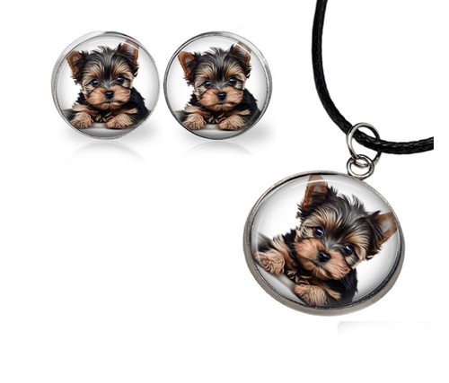 Yorkie puppy dog stud earrings - yorkie,