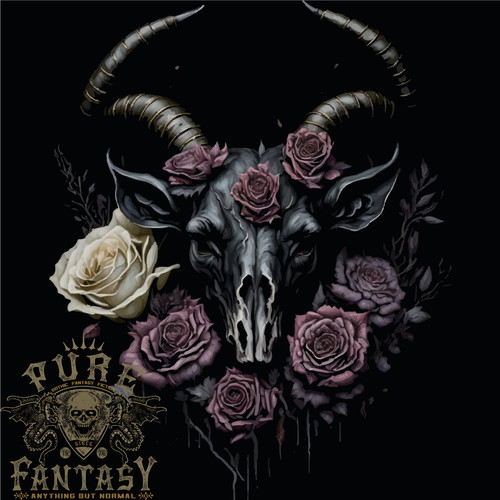 Goat skull with roses - a, gothic