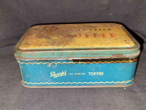 Vintage tin litho toffee box - tin,