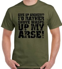 Archery T-Shirt Mens Funny Archer Bow And Arrow Target Kit  Give Up