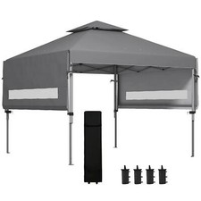Outsunny 5 x 3(m) Pop Up Gazebo, Instant Shelter with Extend Dual Awning, Grey