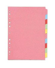10-Part A4  Subject Dividers Multipunched Multicoloured Manilla Board