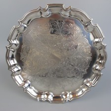 Silver plated tray round - plated, tray.