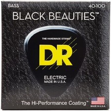 DR BKB-40 'Black Beauties' Color Coated 4-String Bass Guitar Strings 40-100