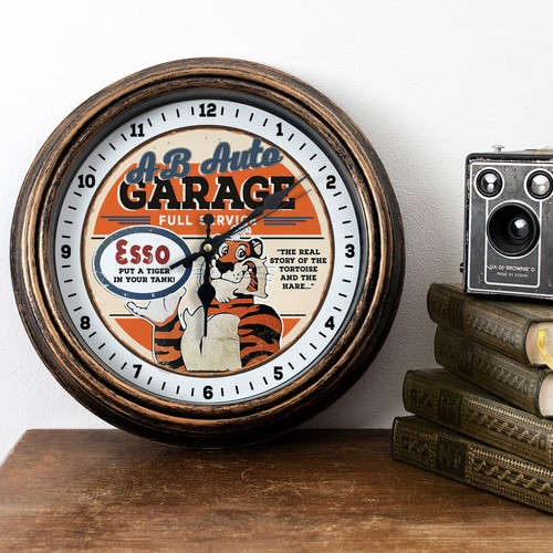 Personalised garage clock esso - garage,