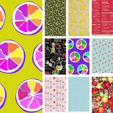 Food Fabric Fruit Vegetables Baking FAT QUARTERS Quilt Bunting Sewing Material