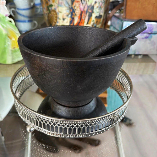 Cast iron black mortar and - iron,