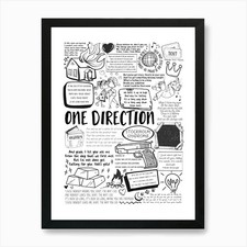 One Direction Doodle Lyrics Art Pri Framed Wall Art Poster Canvas Print Picture
