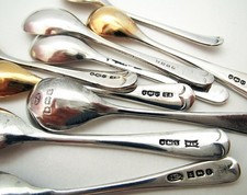 Antique Vintage Small Solid Sterling Silver Salt Mustard Pot Condiment Dip Spoon