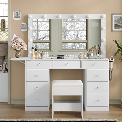 Vanity desk with drawers - desk, 9