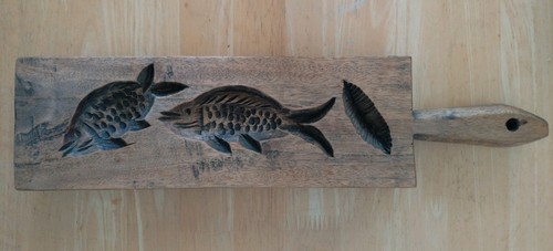 Vintage large wooden - wooden, fish