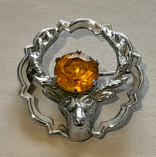 Vintage Celtic Style Stag Brooch by Mizpah - 28mm diameter