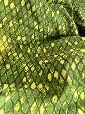 Vintage Nylon Fabric Snakeskin Geometric Look 93 cm x 3.2 metre - greens