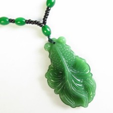 B64857 Manmade Green Jade Goldfish Necklace About 17.5 inch 52x32x12mm