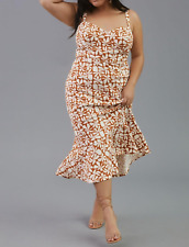 Anthropologie Hutch Floral Slim Midi Sweatheart Strappy Dress, Brown, Large