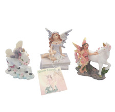 Set of 3 Flower Fairies & Unicorns Home Decorative Ornament Whimsical Magical ,