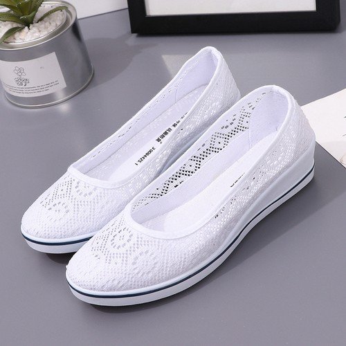 Womens nurse shoes - white, wedge