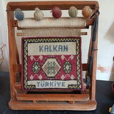 Vintage Miniature Turkish rug Weaving Loom sampler