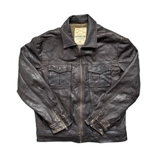 Next Leather Jacket Distressed Brown Mens XL Vintage Biker