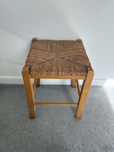 Vintage wooden stool - vintage, woven