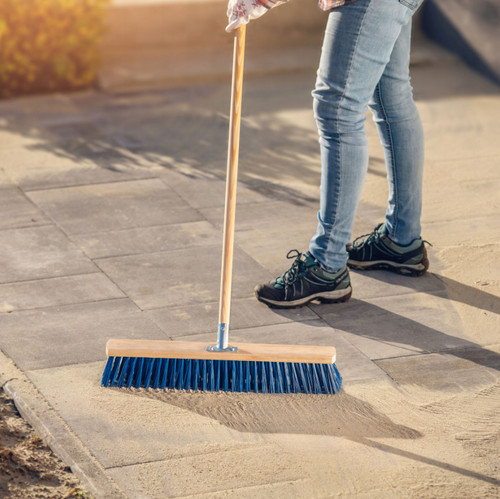 Stiff garden broom head and - broom,