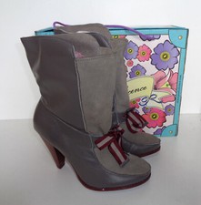 Poetic Licence New Ladies Womens Grey Leather Boots Heels Shoes RRP £100 Size 6