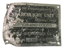 Corps Of Engineers USA Searchlight Unit Tin Sign Model 1942 Mole Richardson Co.
