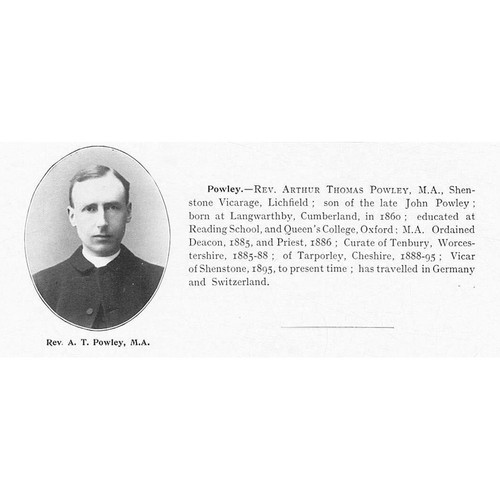 Rev arthur thomas powley - thomas, of
