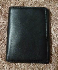 Men's Trifold Black Leather I.D. Wallet