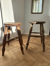 Oak Farmhouse-Style Wooden Breakfast Bar Stools, Rustic Look