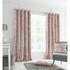 Crushed Velvet Eyelet Curtains Set of 2 168W x 229D Blush Cozy and Elegant Decor
