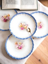 4pc Antique 19th French Limoges G.D.&C. Porcelain Painted Rose Swag Gilt Plate 