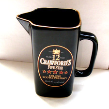 crawford's 5 star  scotch whisky water jug black made by seton pottery in VGC