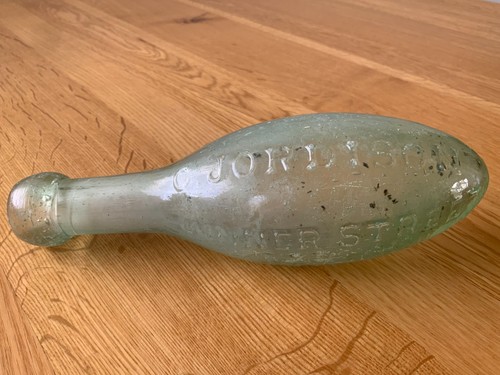Antique green glass torpedo - green,