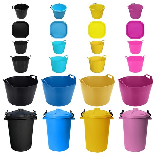 Coloured plastic 50l dustbin - plastic,
