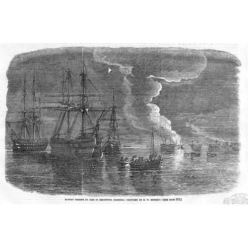 Crimean war russian frigate - russian, on
