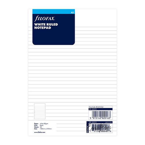 Filofax white ruled - filofax, insert