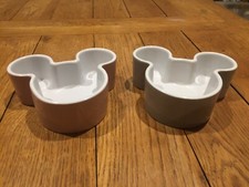 Pair of Mickey Mouse Silhouette Ramekin Disney Dishes Pink & Grey