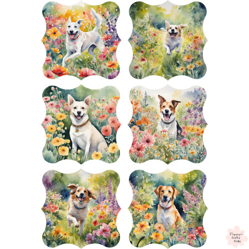 Watercolour dog garden - x,